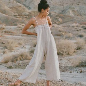 OZMA OF CALIFORNIA DEIA JUMPSUIT, LAUNDERED LINEN, OATMEAL L